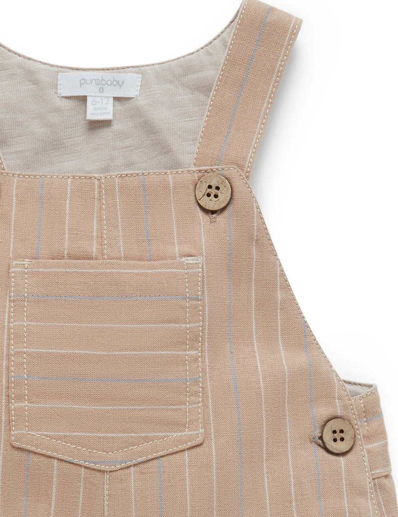 Purebaby Linen Blend Overall - Taupe Stripe