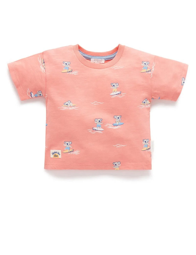 Purebaby Surf Comp Relaxed Tee Shirt - Paddling Out Print