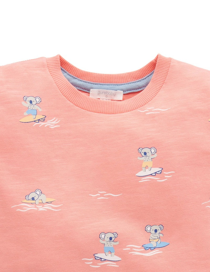 Purebaby Surf Comp Relaxed Tee Shirt - Paddling Out Print