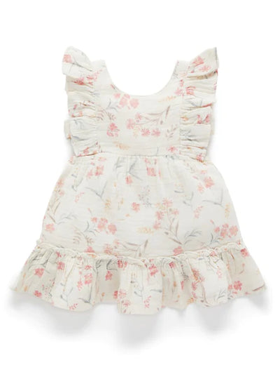 Purebaby Island Floral Dress - Pussy Willow Print