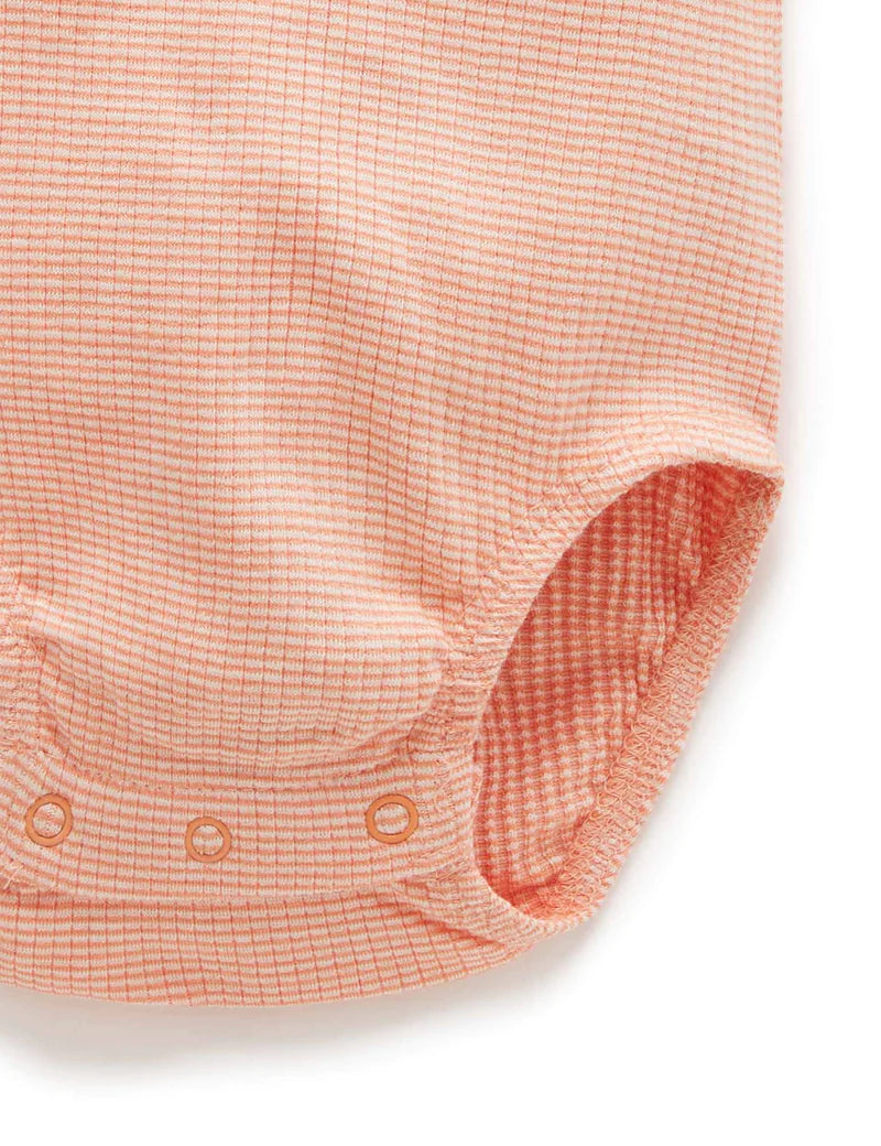 Purebaby Rib Short Sleeve Bodysuit - Orange Stripe