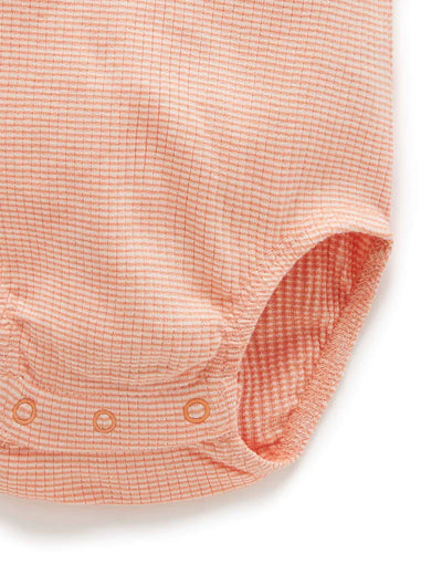 Purebaby Rib Short Sleeve Bodysuit - Orange Stripe