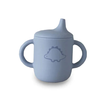 Plum My Baby Silicone Sippy Cup - Blue Fog Dino