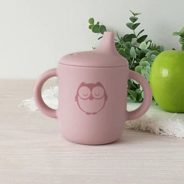 Plum My Baby Silicone Sippy Cup - Blush Owl