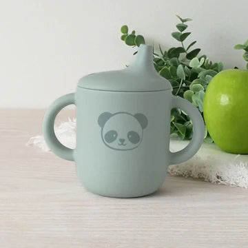 Plum My Baby Silicone Sippy Cup - Sage Panda