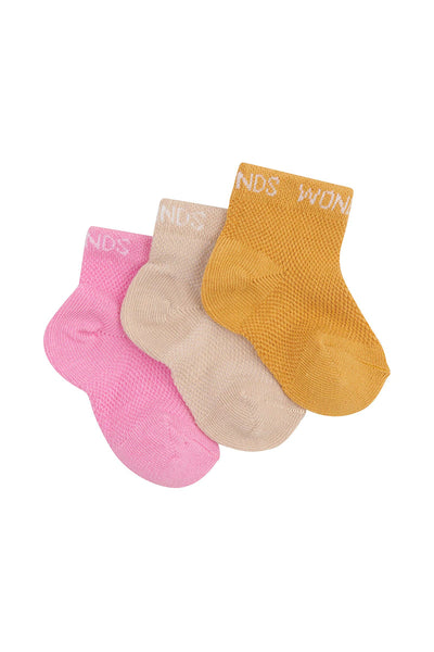 Bonds Baby Wondercool Low Cut Sock 3 Pack - Blind Blossom/Golden Glaze/Stepping Stone