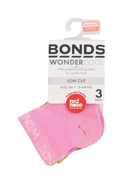 Bonds Baby Wondercool Low Cut Sock 3 Pack - Blind Blossom/Golden Glaze/Stepping Stone