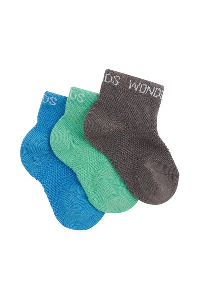 Bonds Baby Wondercool Low Cut Sock 3 Pack - Blue/Green/Charcoal