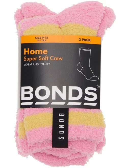 Bonds Kids Supersoft Crew Socks 2 Pack - Pink
