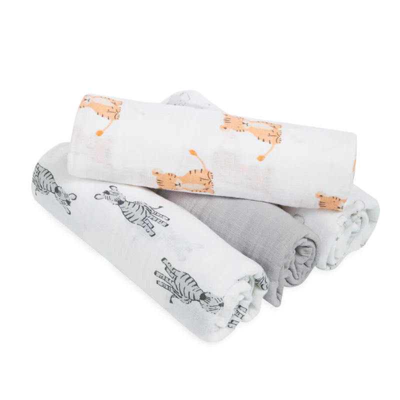 Aden and Anais Classic Muslin Swaddles 4 Pack - Safari Babes