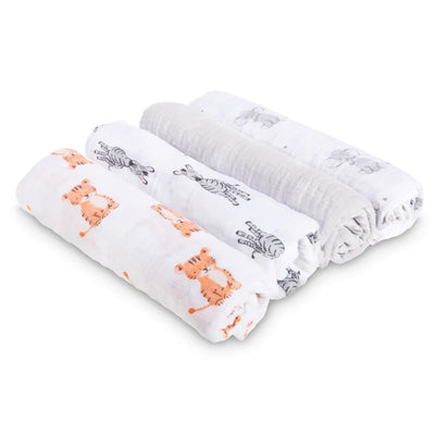 Aden and Anais Classic Muslin Swaddles 4 Pack - Safari Babes