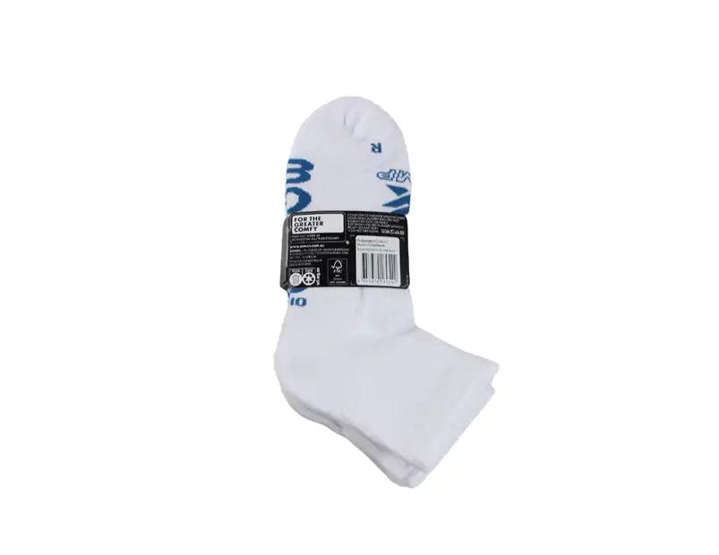 Bonds Mens X-Temp Quarter Crew Socks 3 Pack - White With Blue Logo