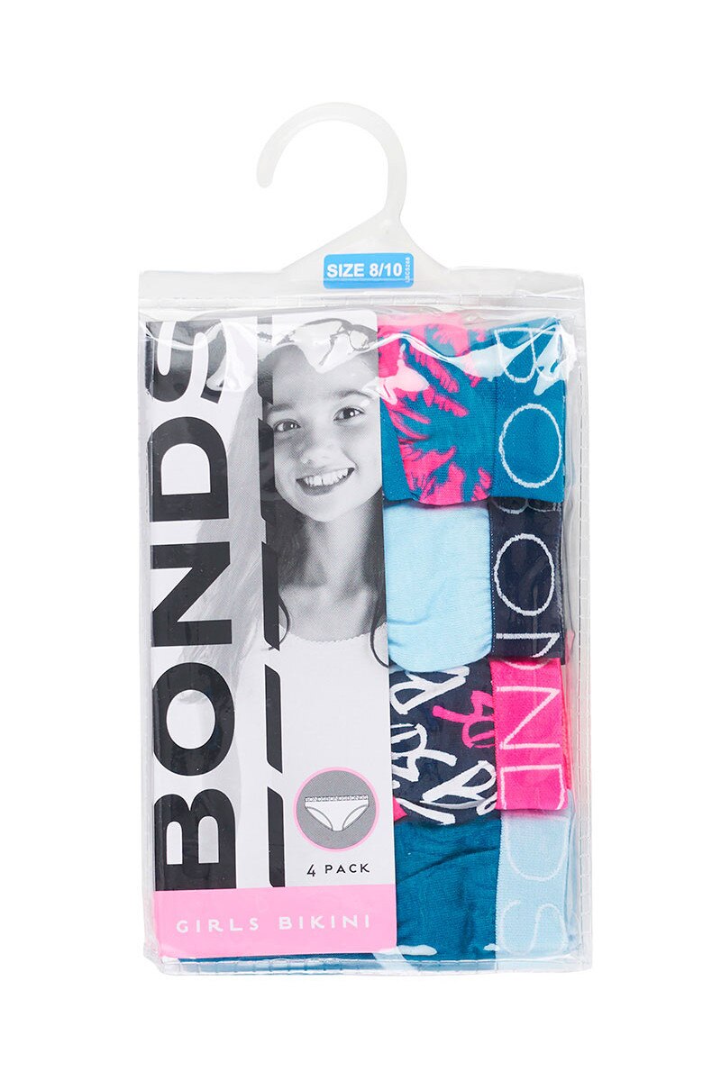 Bonds Multi Cotton Bikini Brief, 4-Pack, Stickers, 2-16 - Underwear
