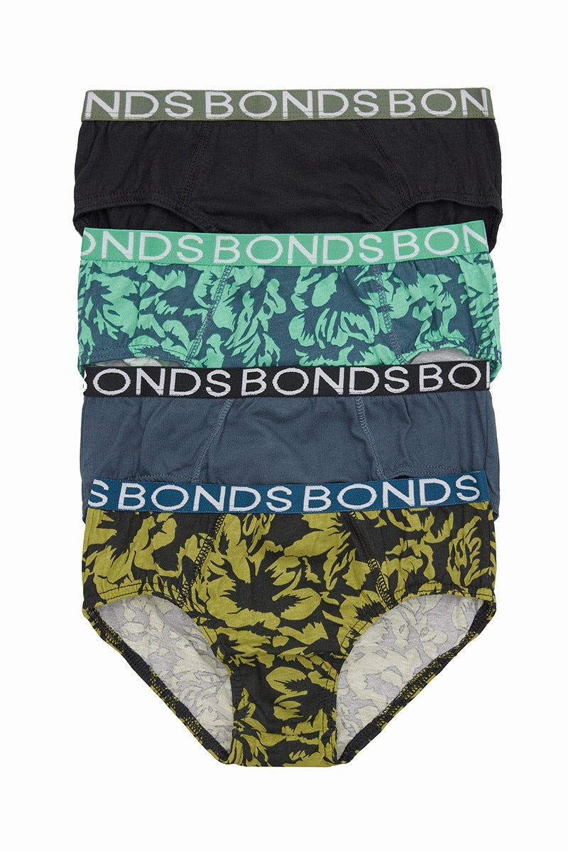 Bonds Boys 4 Pack Brief - Floral Footprint