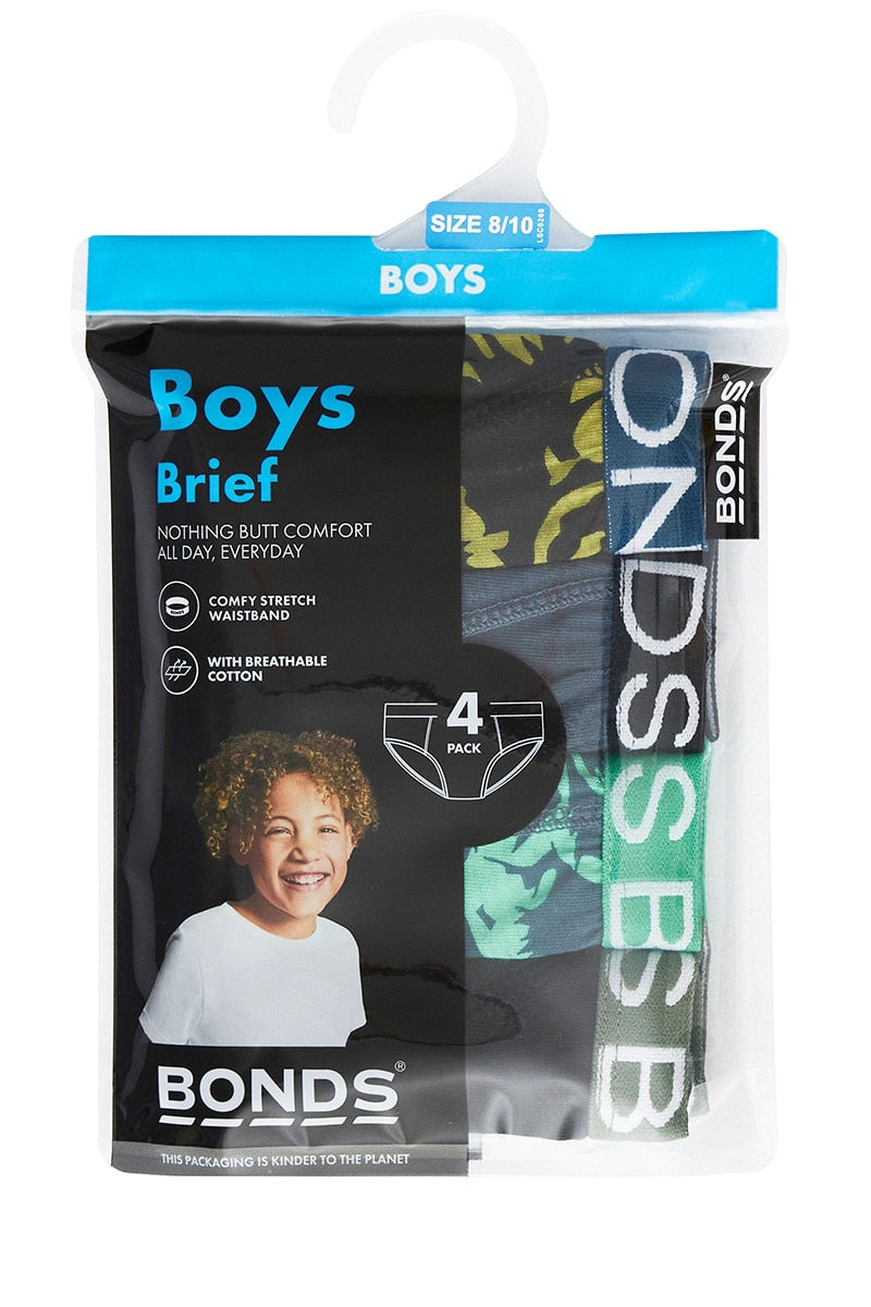 Bonds Boys 4 Pack Brief - Floral Footprint