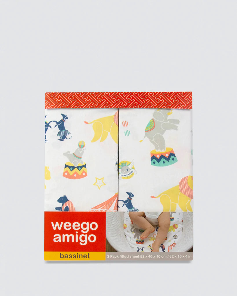 Weegoamigo Bassinet Fitted Sheet 2 Pack - Circus