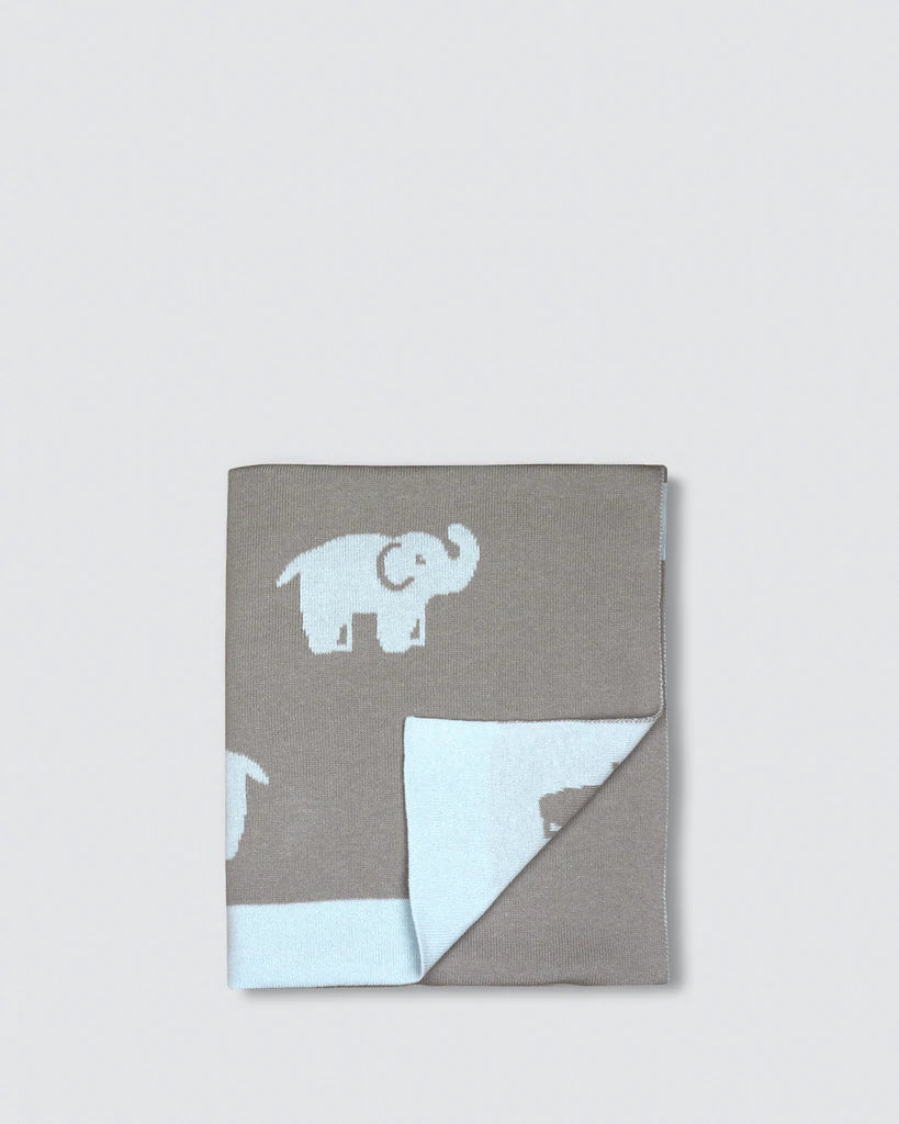 Weegoamigo Hola! Knit Blanket - Elliot Elephant