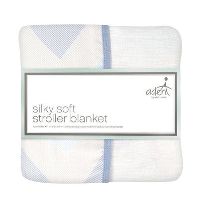 Aden and Anais Aden Silky Soft Muslin Large Stroller Blanket - Ziggy Blue-Outlet Shop For Kids