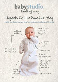 Baby Studio 1.0 TOG Organic Cotton All In One Swaddle Bag - Bright White-Outlet Shop For Kids