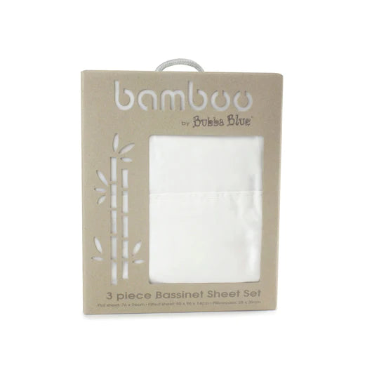 Bubba Blue Bamboo White 3 Piece Bassinet Sheet Set