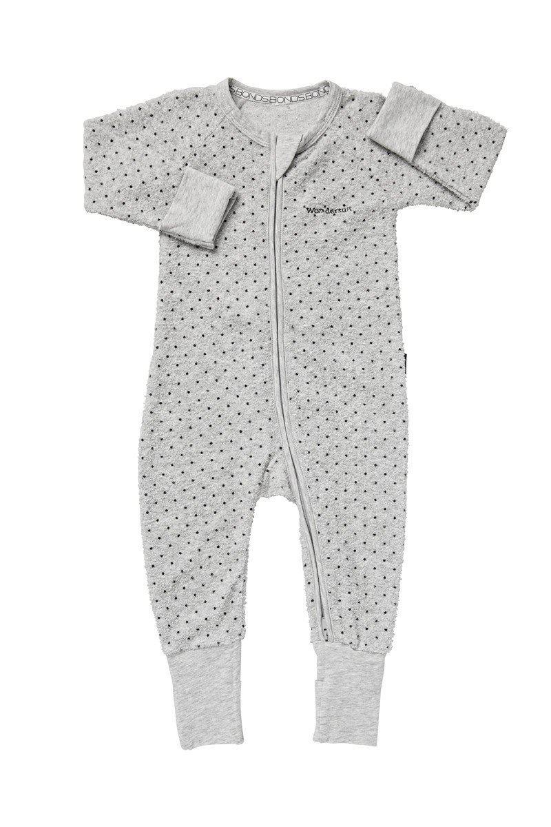Bonds 2 Way Zip Wondersuit - New Grey Marle and Absolute Steel Spot-Outlet Shop For Kids