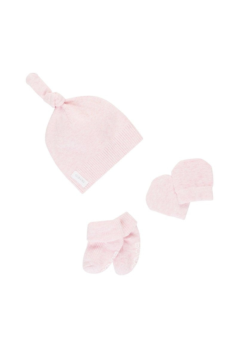 Bonds Baby Organic Beanie Set - Blossom Pink Marle-Outlet Shop For Kids