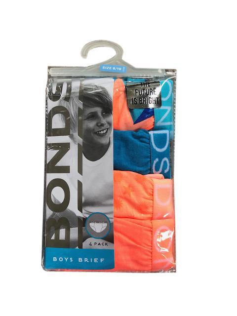 Bonds Boy 4 Pack Brief - Stars Print/Blue/Orange Star/Orange-Outlet Shop For Kids