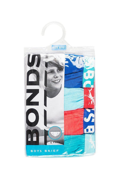 Bonds Boys Fun Pack Brief 4 Pack - Red/Blue-Outlet Shop For Kids