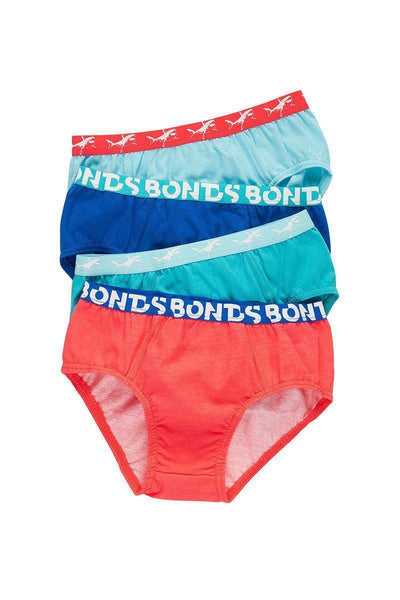 Bonds Boys Fun Pack Brief 4 Pack - Red/Blue-Outlet Shop For Kids