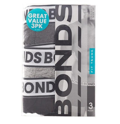 Bonds Mens Fit Trunk 3 Pack - Black/Grey/Charcoal-Outlet Shop For Kids