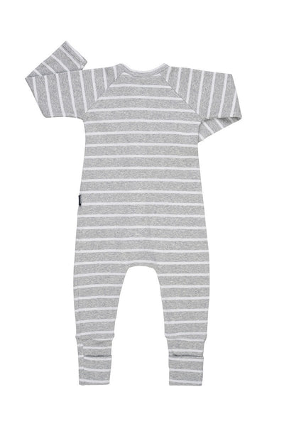 Bonds Ribbed Zip Wondersuit - New Grey Marle & White Stripe-Outlet Shop For Kids