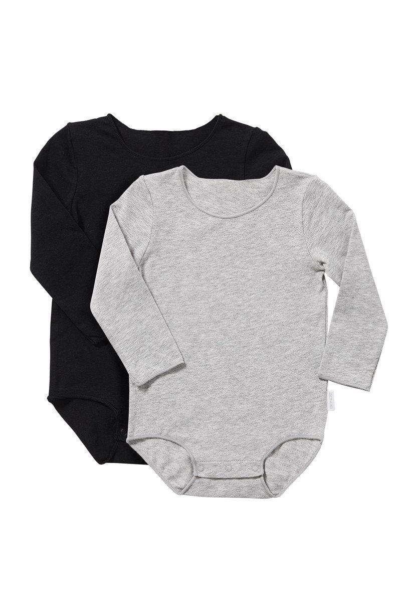 Bonds Wonderbodies Long Sleeve Bodysuit 2 Pack - Black/Grey-Outlet Shop For Kids