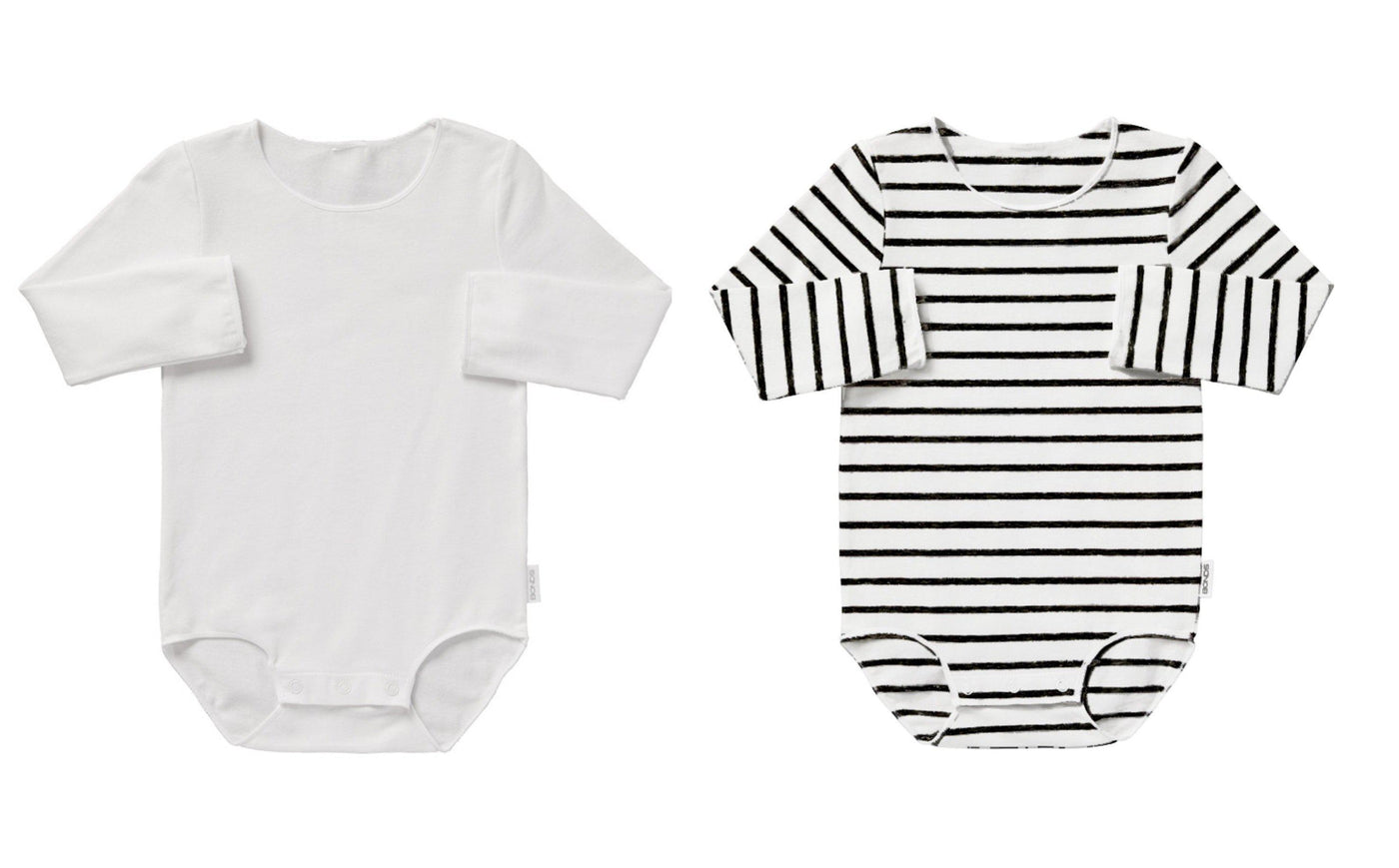 Bonds Wonderbodies Long Sleeve Bodysuit 2 Pack - White & Black/White Stripe-Outlet Shop For Kids