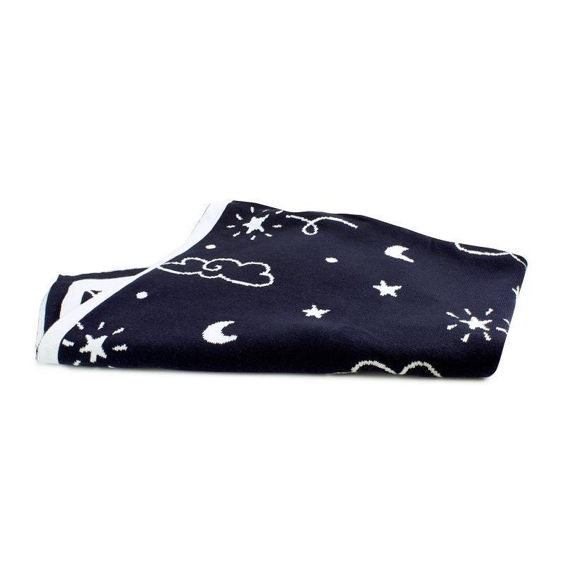 Bubba Blue Navy Wish Upon a Star Cotton Knit Blanket-Outlet Shop For Kids