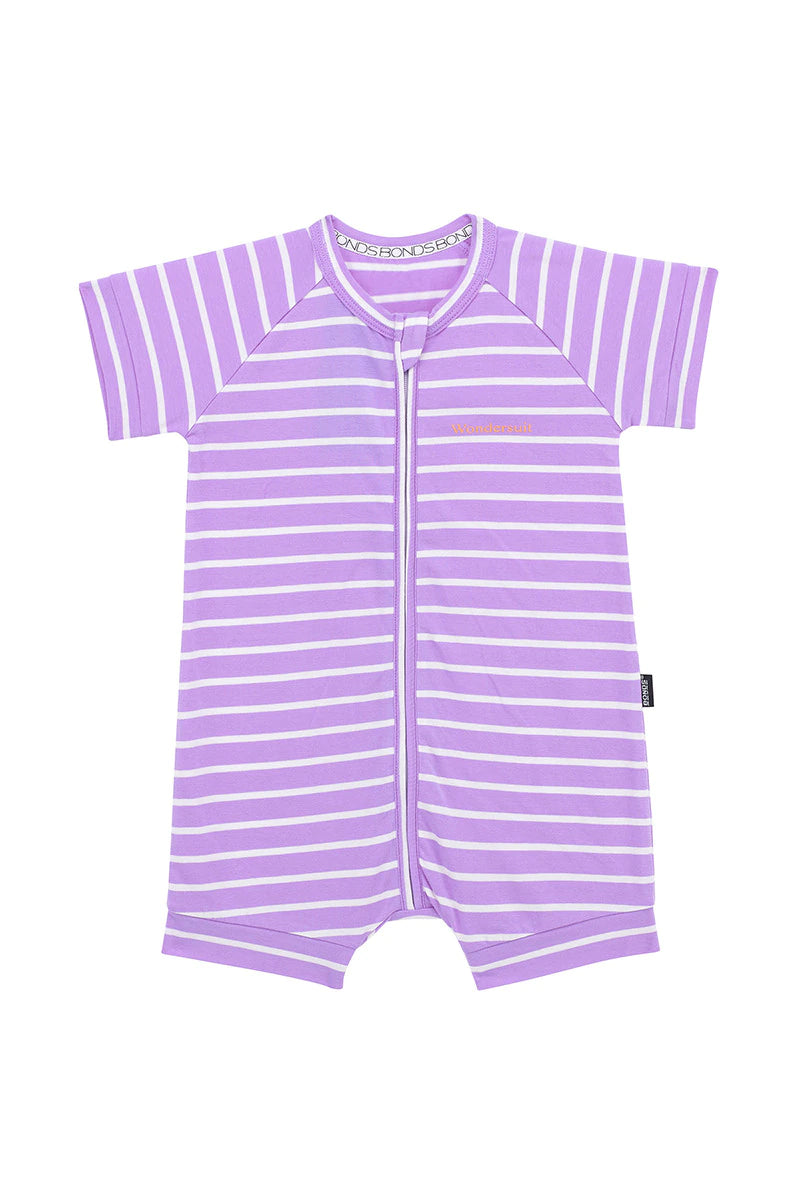 Bonds Short Sleeve Zip Wondersuit Romper - Pandora & White Stripe