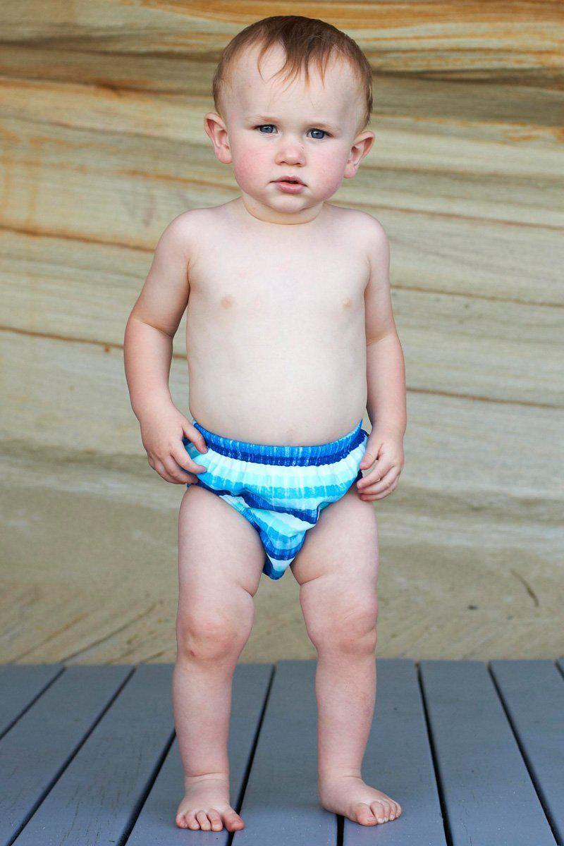 Escargot Boys Sail Away Stripe Aqua Nappy-Outlet Shop For Kids