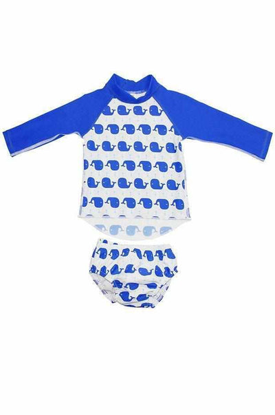 Escargot Summer Whale Baby Suntop Set - Blue-Outlet Shop For Kids