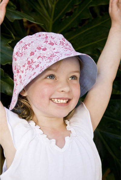 Brava Bambini Voile Bucket Hat - Pink Flower