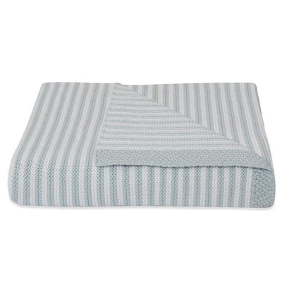 Living Textiles 100% Cotton Knit Stripe Blanket - Blue/White - Outlet Shop For Kids