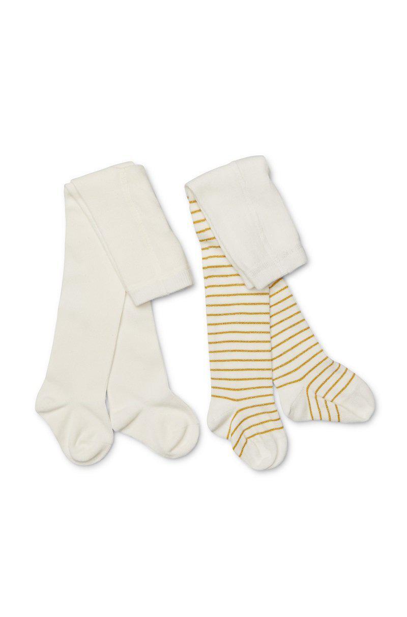 Marquise Girls 2 pk Knitted Tights Metallic - Cream/Metallic Gold Stripe-Outlet Shop For Kids