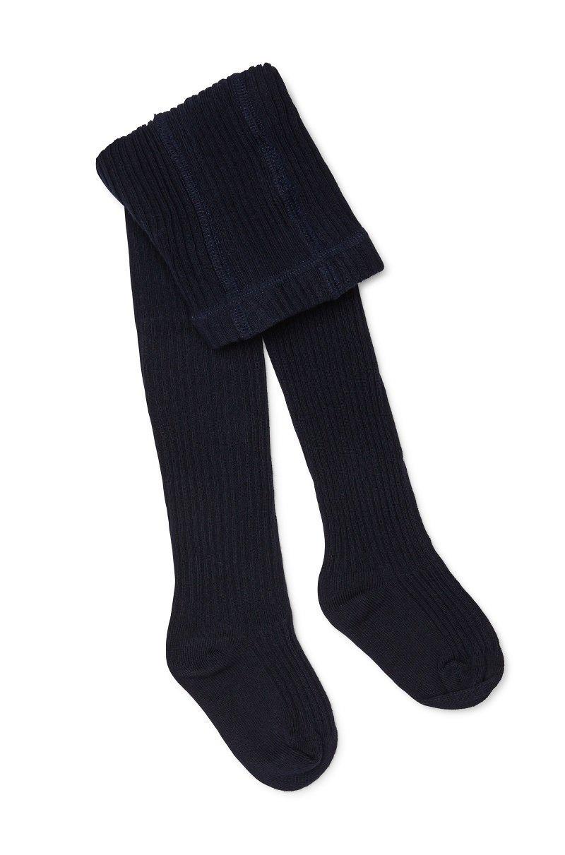 Marquise Girls Chunky Rib Knitted Cotton Tights - Navy-Outlet Shop For Kids