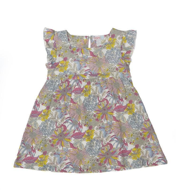 Minifin Frill Sleeve Dress - Summer Floral Print-Outlet Shop For Kids
