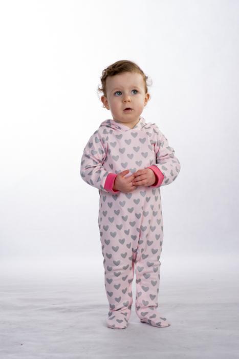 Minifin Heart Print Hooded Romper-Outlet Shop For Kids