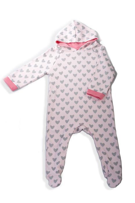 Minifin Heart Print Hooded Romper-Outlet Shop For Kids