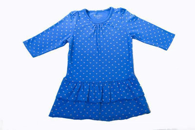 MInifin Long Sleeved Heart Print Ruffle Dress - Cobalt/Silver-Outlet Shop For Kids
