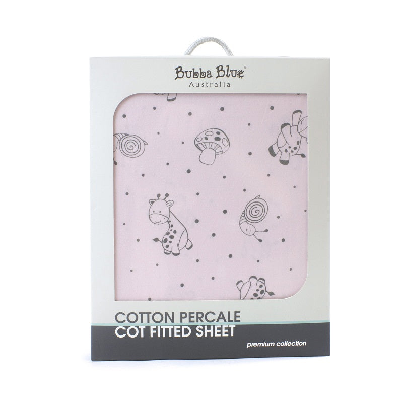 Bubba Blue Pink Playtime Cotton Cot Fitted Sheet