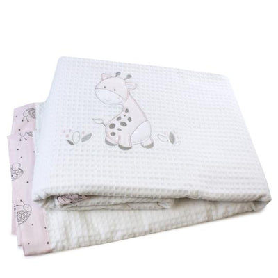 Bubba Blue Pink Playtime Cot Waffle Blanket