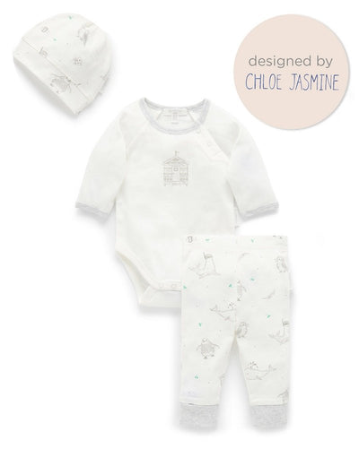 Purebaby 3 Piece Gift Pack - Seaside Print - Outlet Shop For Kids
