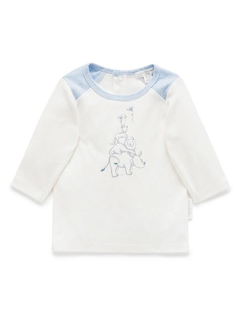Purebaby Animal Friends Tee - Vanilla-Outlet Shop For Kids