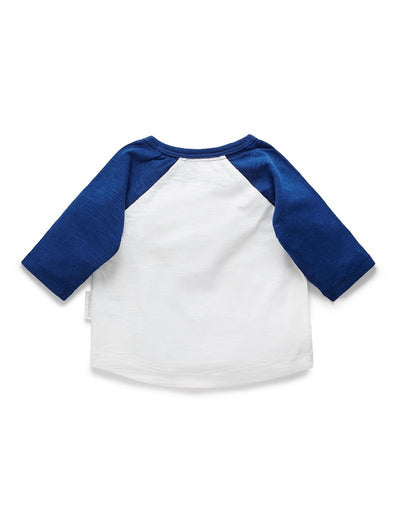 Purebaby Camping Long Sleeve Tee - Vanilla/Blueberry-Outlet Shop For Kids